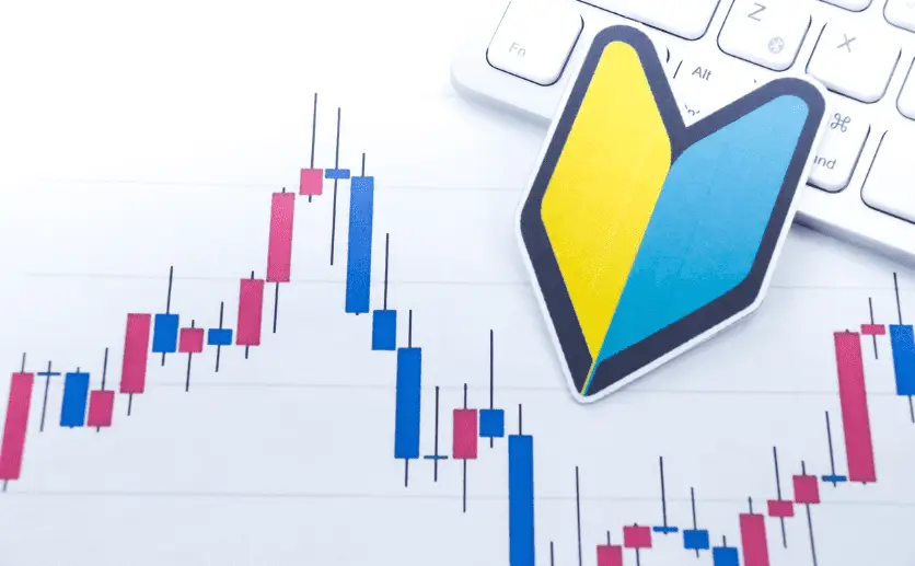 ローソク足の書かれた資料と初心者マーク